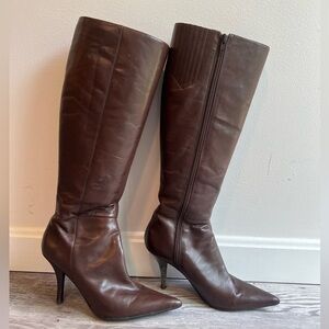 Nine West - high leather brown boots, size 6
